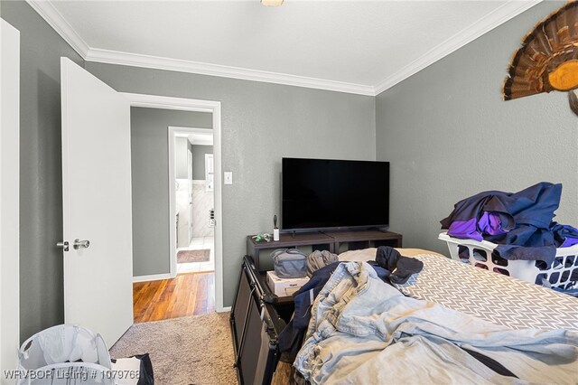 8005 Holly Ave, Fort Smith, AR 72908 - carpeted bedroom with crown molding and a textured wall