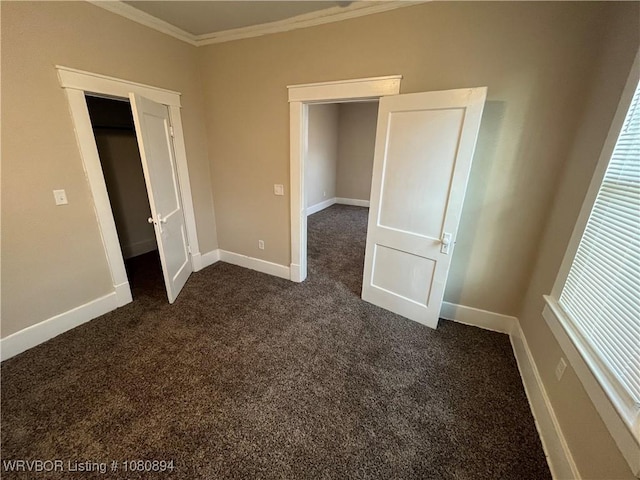 808 S 23rd St, Fort Smith, AR 72901 - empty room featuring ornamental molding, dark carpet, and baseboards