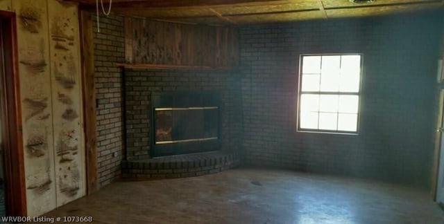 unfurnished living room with a fireplace