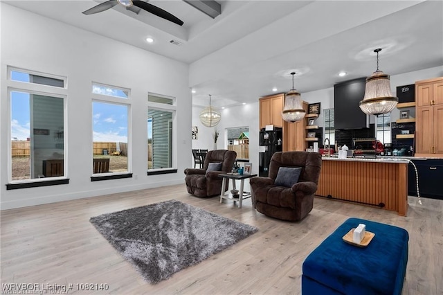 2205 Moody Rd, Barling, AR 72923 - living room with light wood-type flooring, a ceiling fan, and recessed lighting