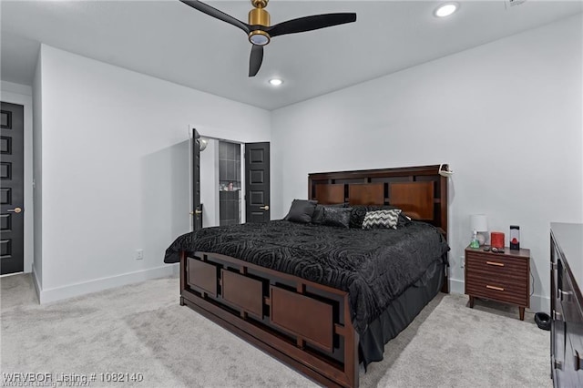 2205 Moody Rd, Barling, AR 72923 - bedroom featuring light colored carpet, recessed lighting, and ceiling fan
