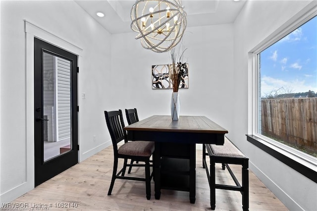 2205 Moody Rd, Barling, AR 72923 - dining room featuring a chandelier, light wood-style flooring, healthy amount of natural light, and recessed lighting