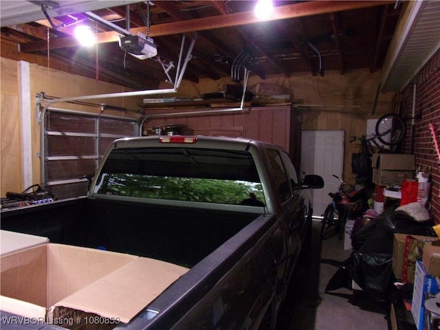 garage with a garage door opener