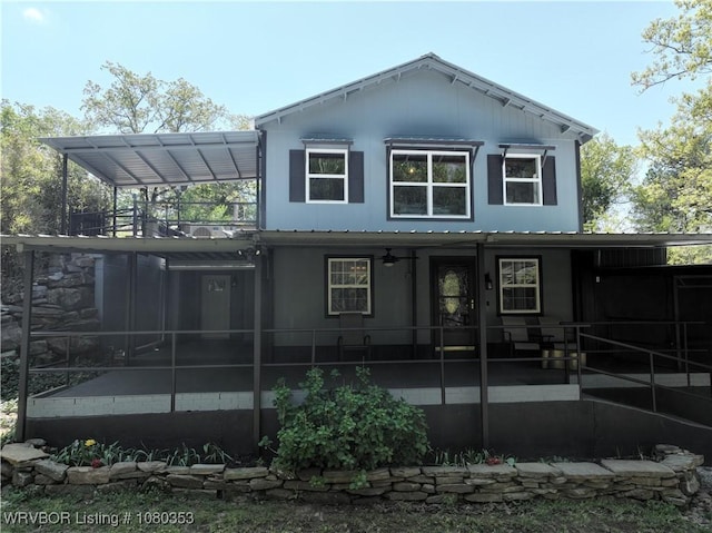 6538 110th Rd, Red Oak, OK 74563 - rear view of house featuring metal roof