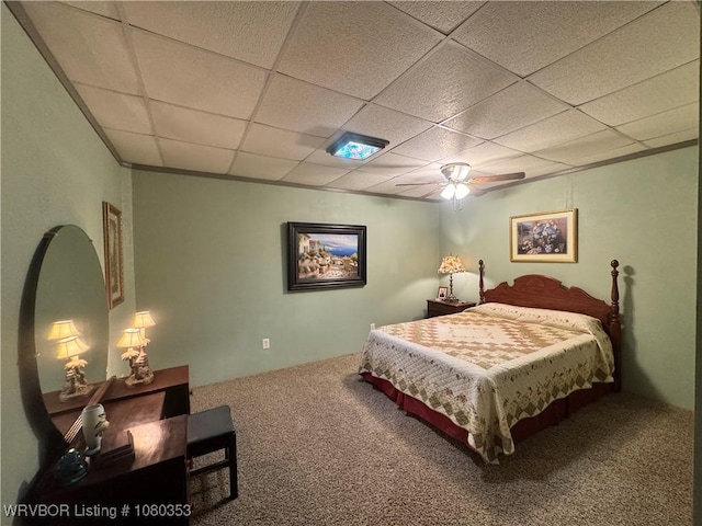 6538 110th Rd, Red Oak, OK 74563 - bedroom with a paneled ceiling, carpet, and a ceiling fan