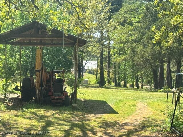 6538 110th Rd, Red Oak, OK 74563 - view of yard featuring a gazebo and a wooded view
