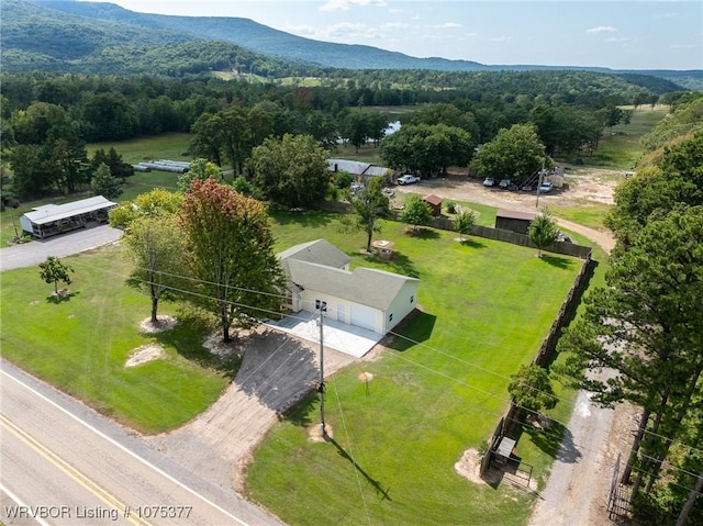 bird's eye view featuring a mountain view