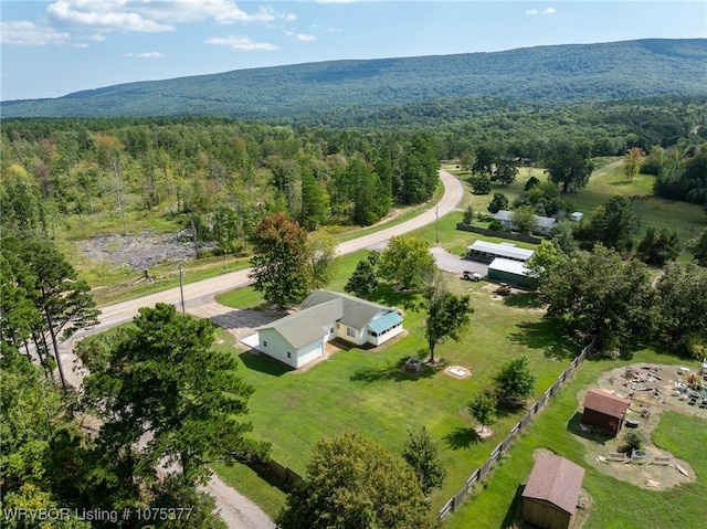 bird's eye view with a mountain view