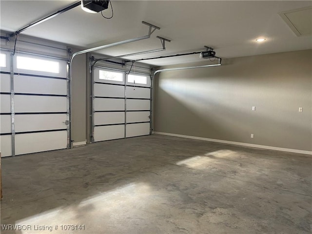 garage with a garage door opener