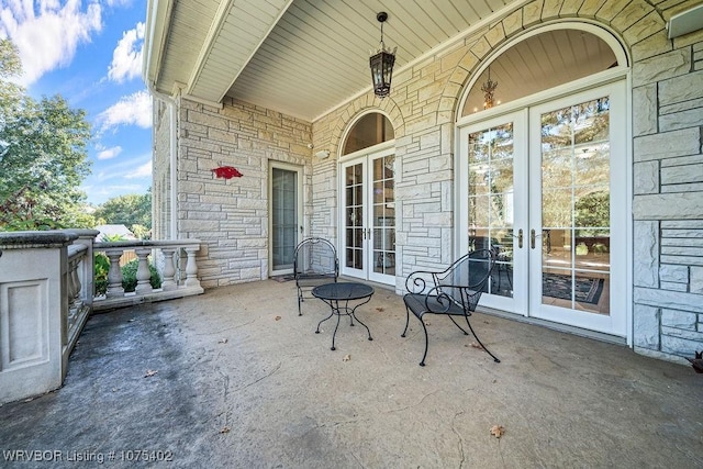 view of patio / terrace featuring french doors