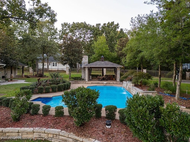 view of pool with a gazebo