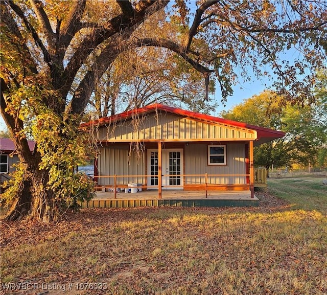 back of house with french doors