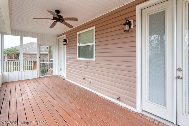 deck featuring ceiling fan