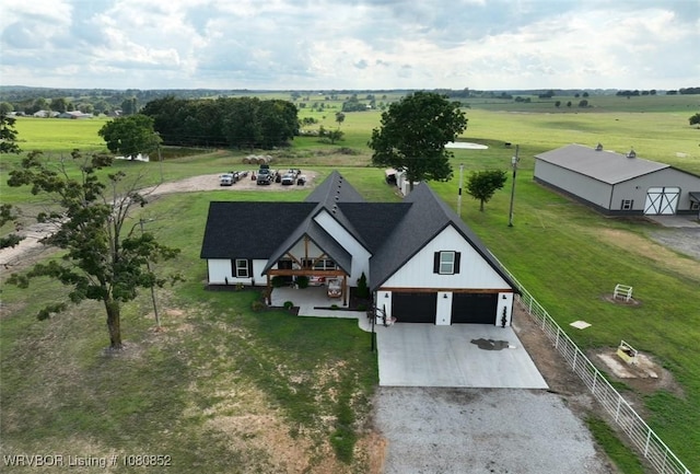 bird's eye view with a rural view