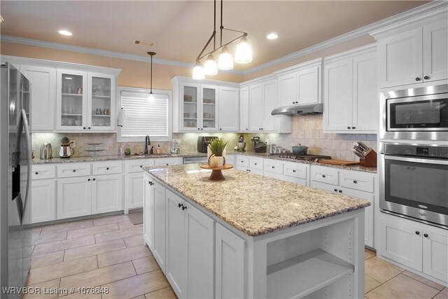 kitchen with white cabinetry and stainless steel appliances