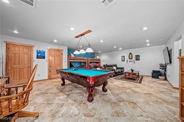 95147 S 4507th Rd, Vian, OK 74962 - playroom featuring billiards table, recessed lighting, and stone finish flooring