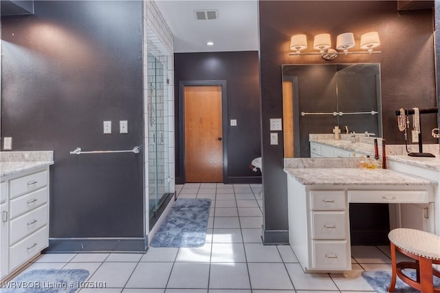 4001 Spring Mountain Rd, Fort Smith, AR 72916 - bathroom featuring tile patterned flooring, vanity, and a shower with door