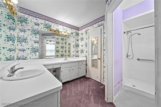 19 Hiland Dr, Fort Smith, AR 72901 - full bathroom featuring wallpapered walls, double vanity, and tiled shower