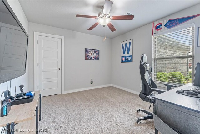 1228 Bradley St, Centerton, AR 72719 - carpeted office space featuring a ceiling fan and baseboards