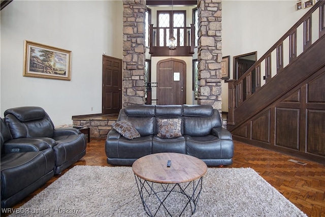 3417 Royal Scots Way, Fort Smith, AR 72908 - living area featuring decorative columns and stairway