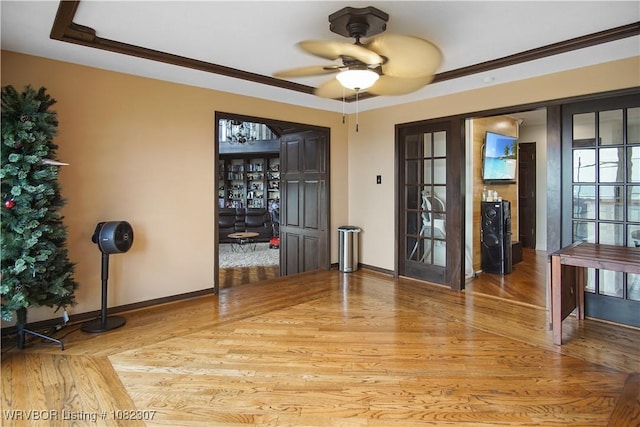 3417 Royal Scots Way, Fort Smith, AR 72908 - spare room featuring a ceiling fan, wood finished floors, and ornamental molding