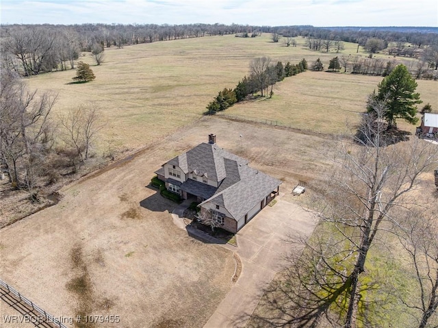 aerial view with a rural view