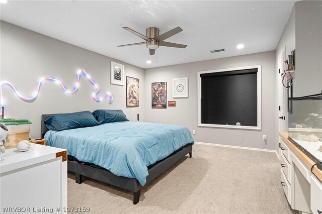 10101 Stephens Ct, Fort Smith, AR 72908 - bedroom with light colored carpet, recessed lighting, and a ceiling fan