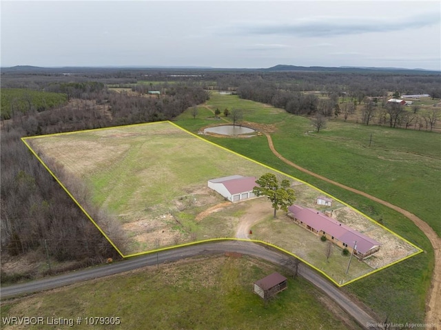 bird's eye view featuring a rural view