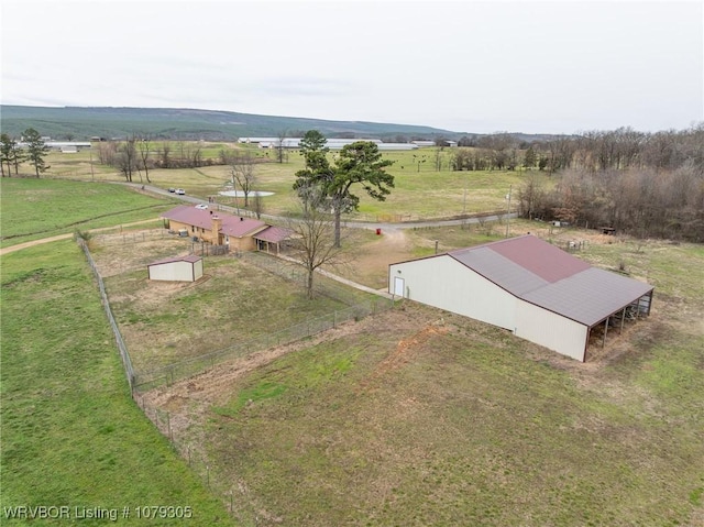 drone / aerial view with a rural view