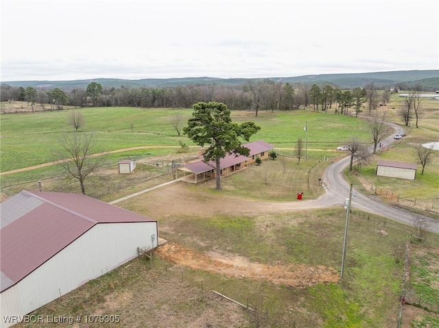 bird's eye view featuring a rural view