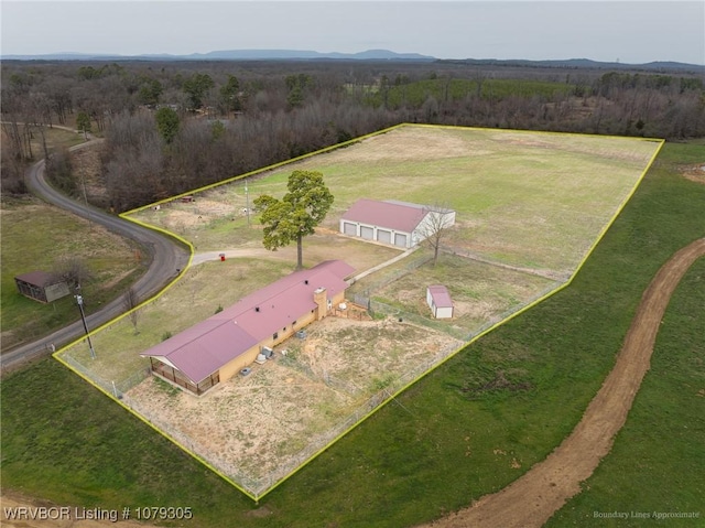 bird's eye view with a rural view