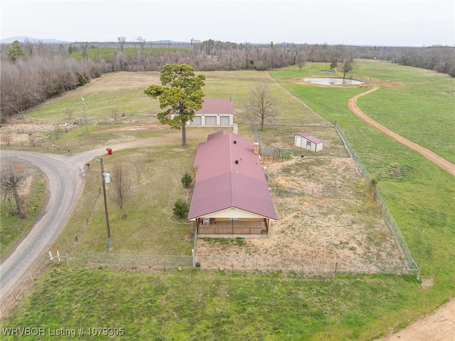 drone / aerial view featuring a rural view