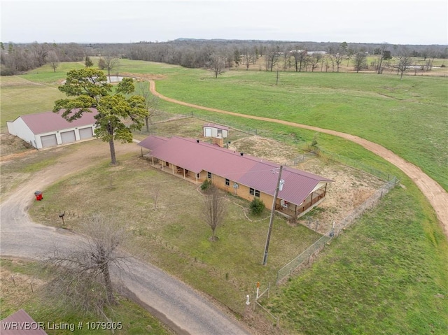 drone / aerial view featuring a rural view