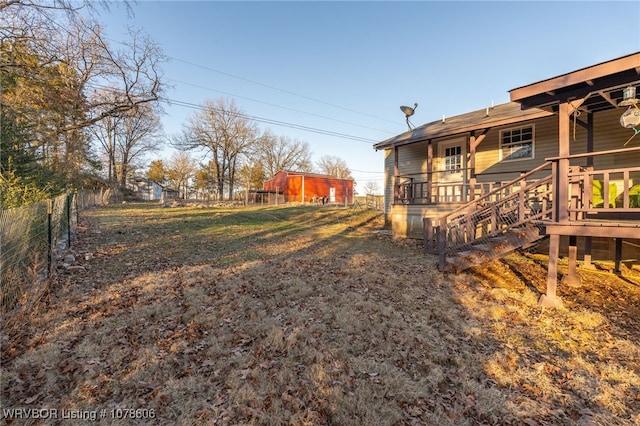 view of yard with a deck