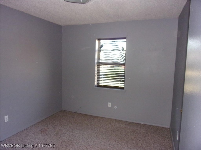 unfurnished room featuring light colored carpet and a textured ceiling