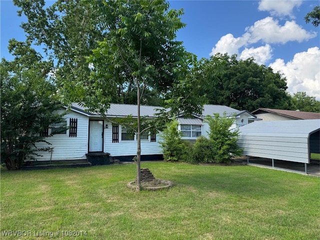 106 E Cedar St, Hackett, AR 72937 - view of front of home with a front lawn, a carport, and entry steps