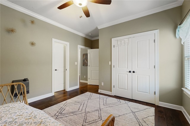 8205 Cisterna Way, Fort Smith, AR 72916 - bedroom with a closet, wood finished floors, baseboards, and ornamental molding