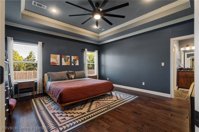 8205 Cisterna Way, Fort Smith, AR 72916 - bedroom with a raised ceiling, ornamental molding, and visible vents