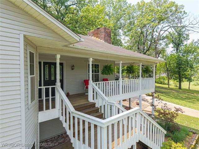 3009 Shadow Lake Dr, Greenwood, AR 72936 - entrance to property featuring covered porch and a chimney