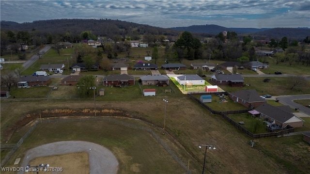 bird's eye view with a mountain view