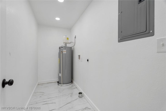 utility room with water heater and electric panel