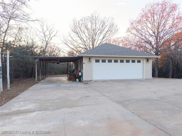 garage with a carport