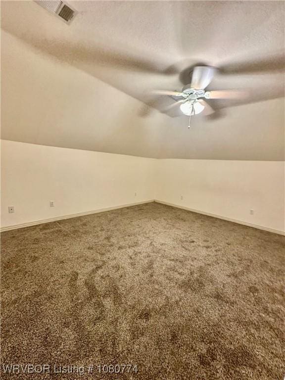 108722 4768th Rd, Roland, OK 74954 - bonus room with lofted ceiling, carpet flooring, a ceiling fan, and visible vents