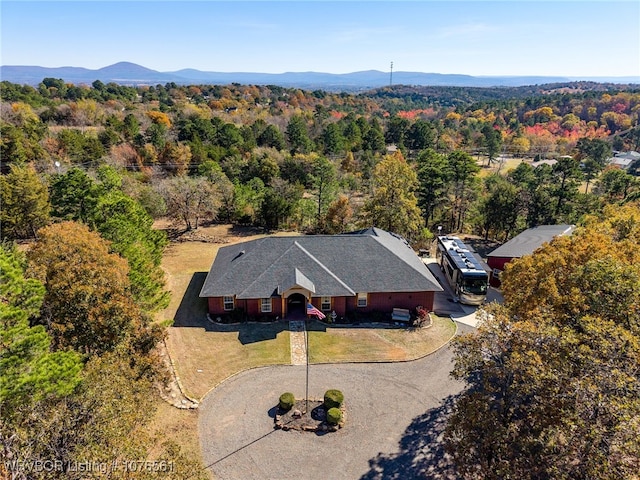 aerial view featuring a mountain view