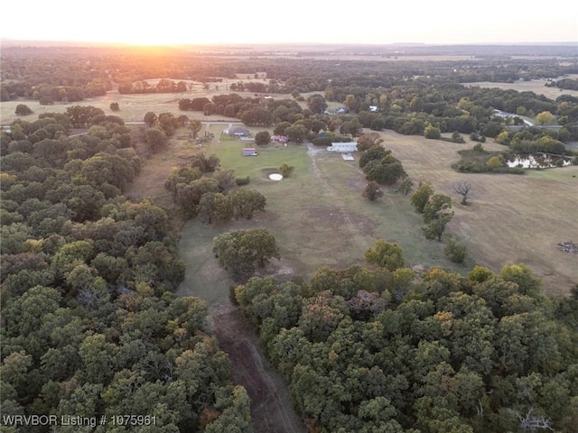 view of aerial view at dusk