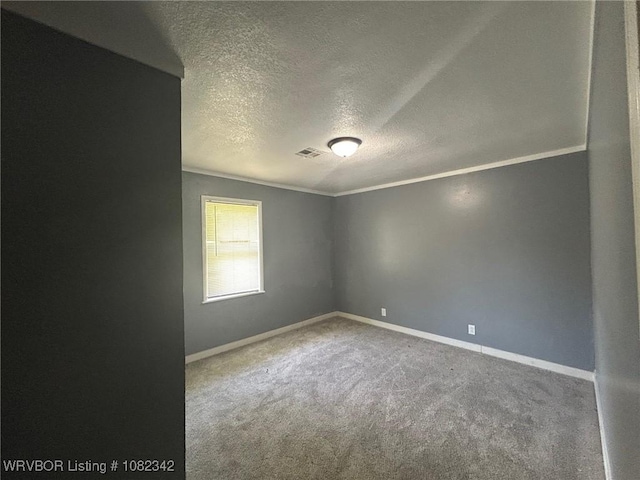 39668 S Barton, Fanshawe, OK 74935 - carpeted empty room with ornamental molding and a textured ceiling