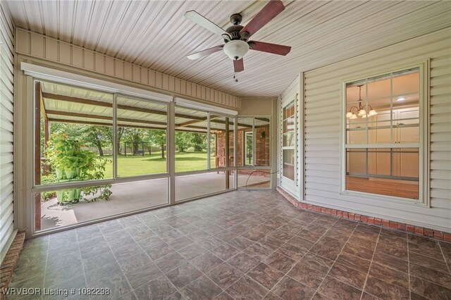 6721 Dean Rd, Alma, AR 72921 - unfurnished sunroom with a ceiling fan and a chandelier