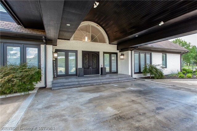 view of exterior entry with french doors