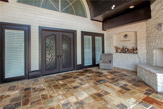 property entrance with french doors