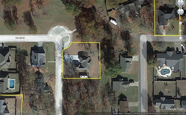 1111 Ridge Dr, Stilwell, OK 74960 - aerial view of property's location featuring property parcel outlined